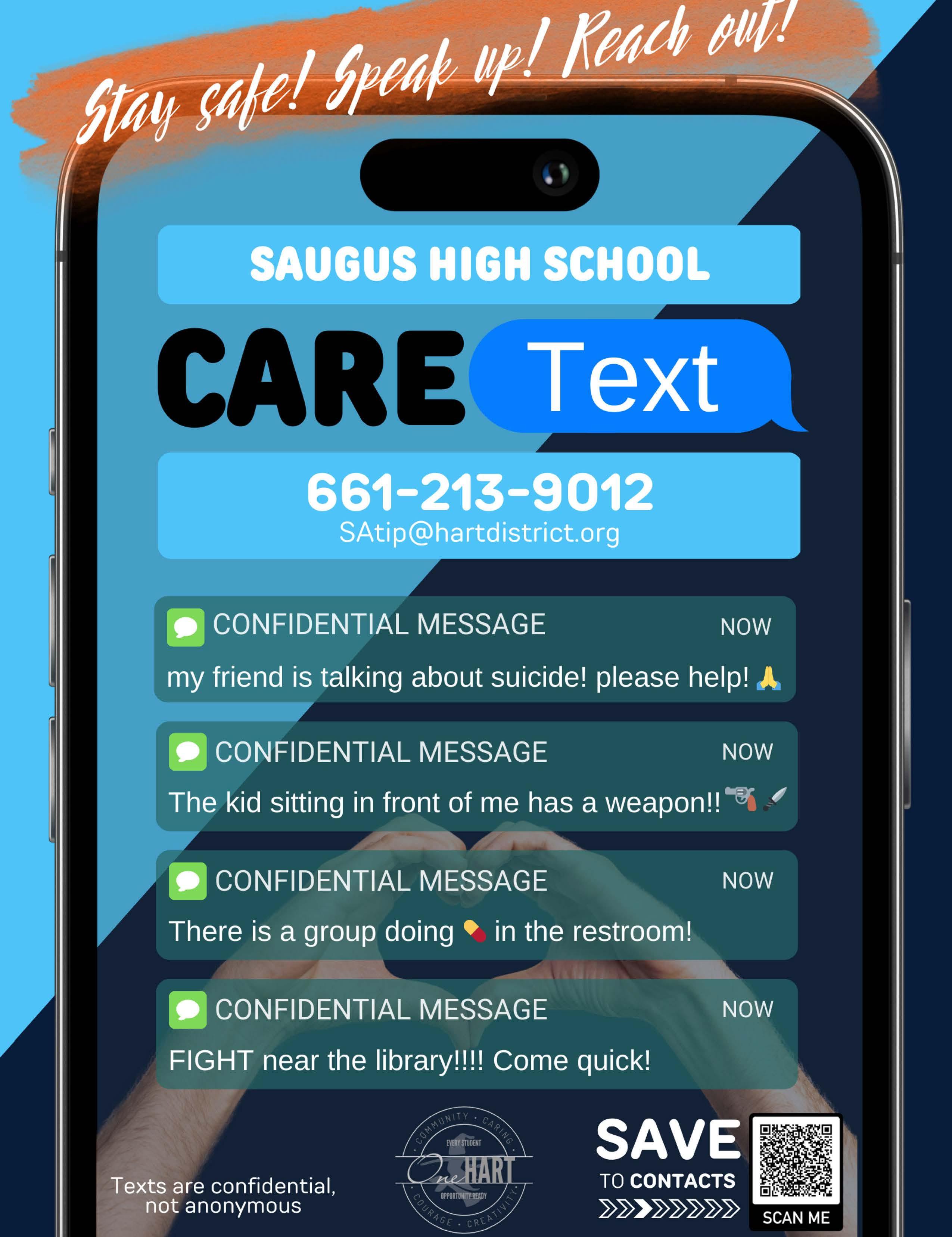 Saugus CARE Text Message phone number image
